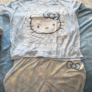 Hello Kitty Light Blue Checkered Pajama Set